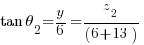 tan theta_2=y/6=z_2/(6+13) tan theta_2=y/6=z_2/(6+13)
