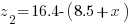 z_2=16.4-(8.5+x) z_2=16.4-(8.5+x)